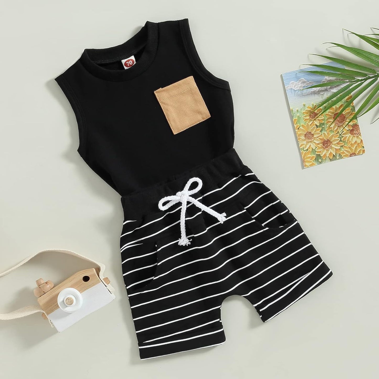 Kupretty Baby Boy Summer Clothes Sleeveless Tank Tops Vest T-Shirt + Casual Shorts Toddler Outfits Set