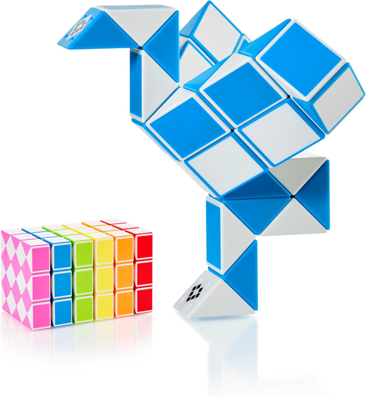 CUBIDI® Magic Snake Cube | Fidget Snake Toy for Kids | Travel Toys for Kids Ages 4-8 | Great Gift for Boys and Girls Birthday, Christmas, Stocking Stuffers - 36 Blocks | 0.9 inch x 0.7 inch | Blue