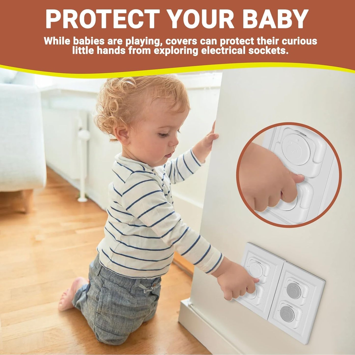 Outlet Covers Baby Proofing, 40 Pack Child Proof Plug Socket Covers Electric Plug Protectors Safety Caps to Prevent Power Shock, for US 3-Prong, Gray & White