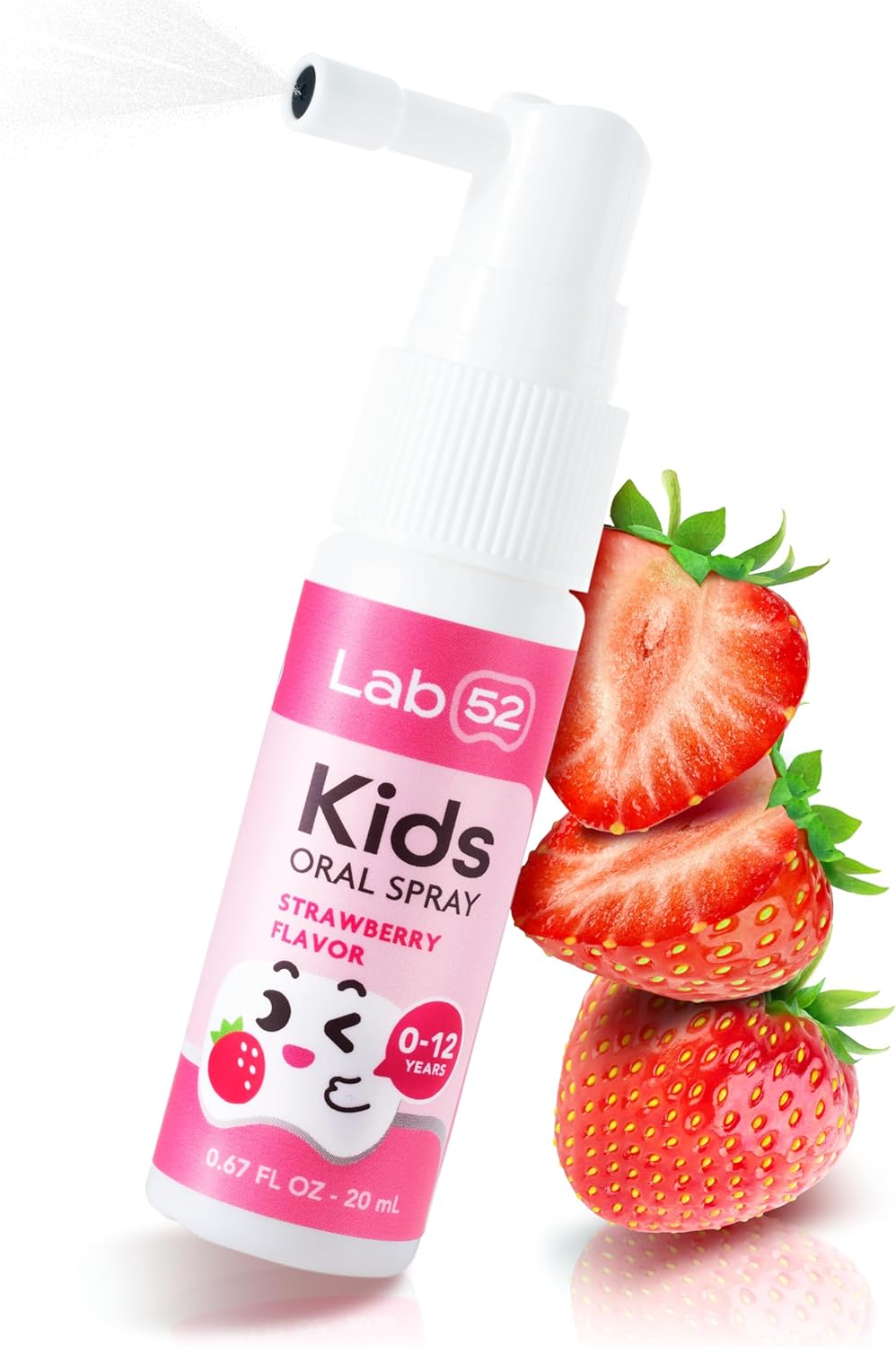 LAB52 Kids Oral Spray, Toddler Toothpaste Helper for Daily Oral Care and Fresh Breath, Children Approved with Fluoride Free for Newborn to Preschoolers, Xylitol Strawberry Flavor