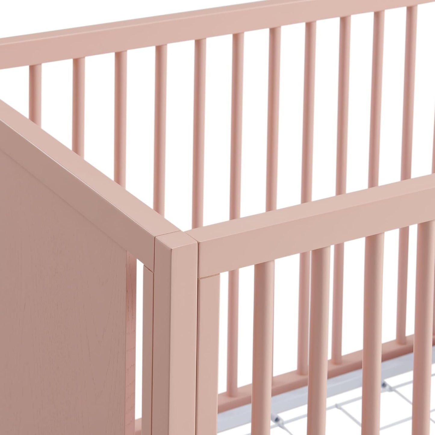 Nurture& The Crib - Baby, Toddler Convertible Crib | Sustainable Non-Toxic Materials | 3 Adjustable Heights - Grows with Your Baby (Toddler Guardrail NOT Included) (Blush)