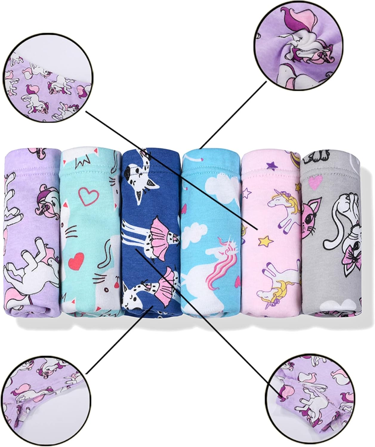 Cczmfeas Girls Hipster Cotton Underwear Boyshort Panties 6 Pack