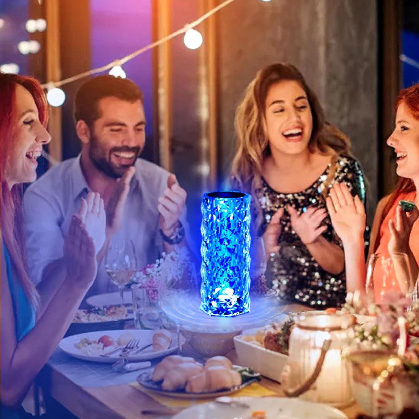 VoMii Crystal Lamp Touch, RGB 16 Colors Changing Night Light, Rechargeable Crystal Table Lamp Bedside Lamp, Rose Wave Diamond Night Light, Ambient Lighting for Bedroom/Game Room/Dinner/Living Room