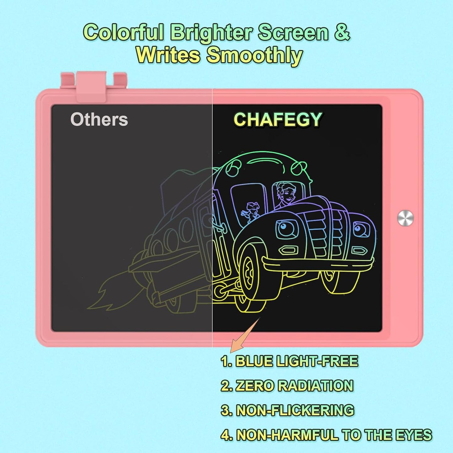 8.5 Inch LCD Writing Tablet for Kids, Colorful Toddler Doodle Board - Erasable Drawing Pad, Educational Learning Toy for Ages 3-8 - Valentine's Day Christmas Birthday Gifts (8.5 Inch, Pink)