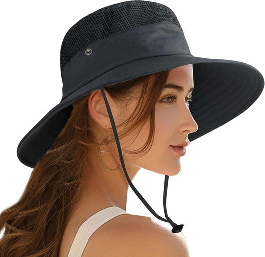 PFFY Sun Bucket Hats for Men Women 3” Wide Brim UPF 50+ Fishing & Beach Hat