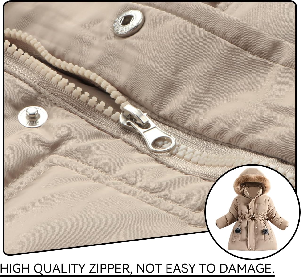 Girls Winter Dress Coats Faux Fur Hooded Fleece Jackets Waterproof Parka Outwear