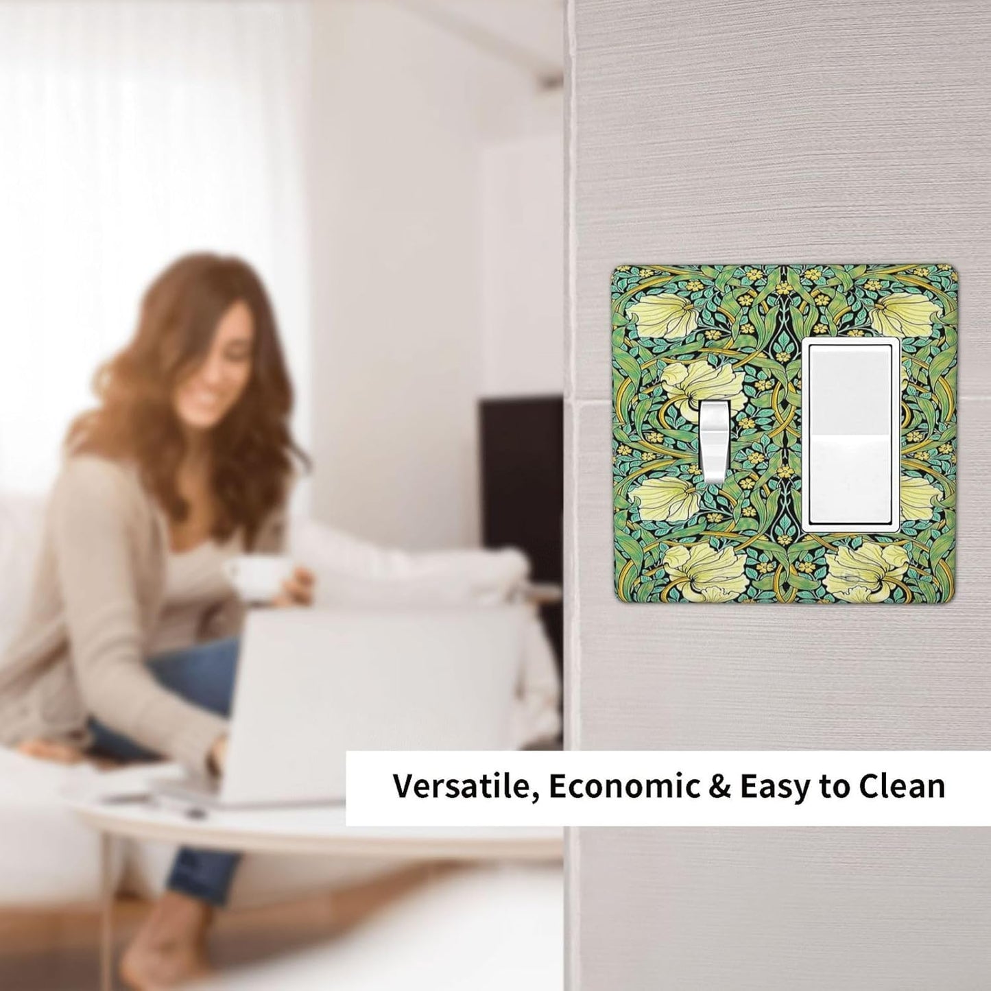 Outlet Covers William Morris Vintage Floral Yellow Flowers Green Leaf 1 Toggle 1 Rocker Combination Decorative Wall Plate Electrical Switch Plates Light Switch Cover Plate for Bedroom Decor