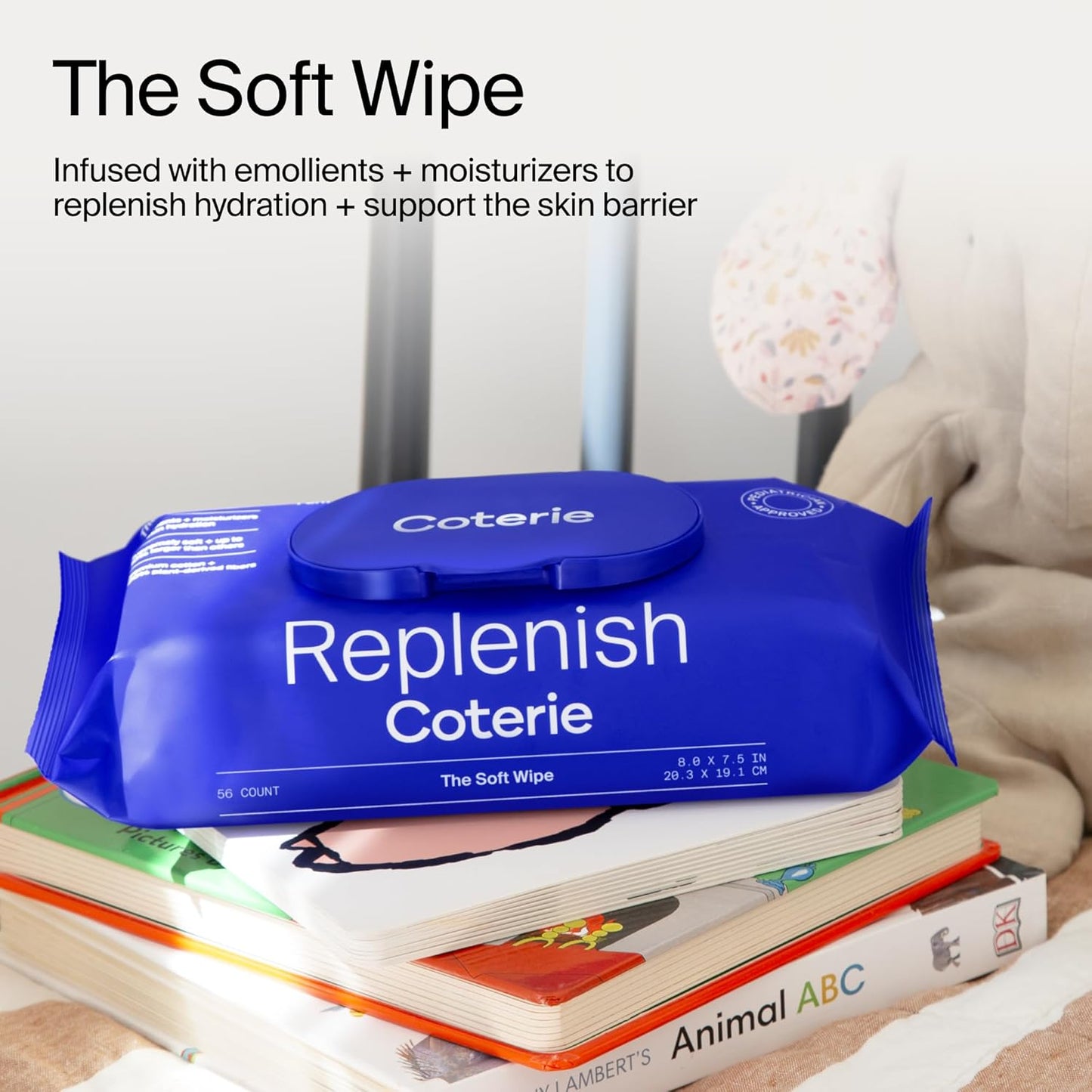 Coterie Baby Soft Wipe for Sensitive Skin, Hydrating Moisturizers and Emollients, Made with Cotton, Plant-Based & Plastic-Free Fibers, Hypoallergenic, Clean Gentle Baby Essentials, 12 Pack, 672 Count