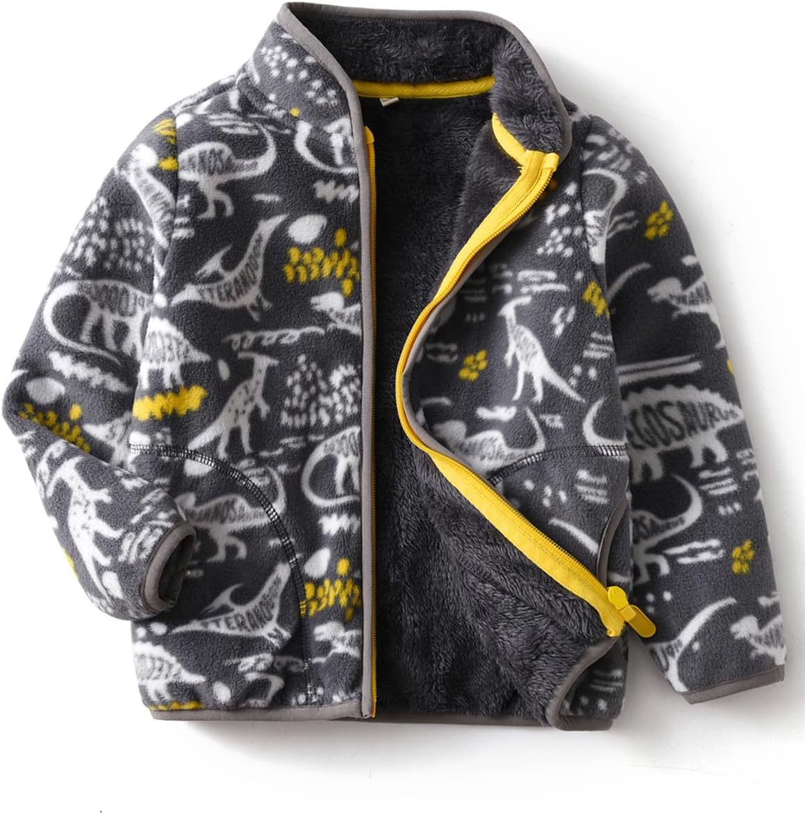 Kids Printed Polar Fleece Jacket Toddler Baby Boys Girls Autumn Winter Warm Sherpa Lining Outerwear Soft Lightweight