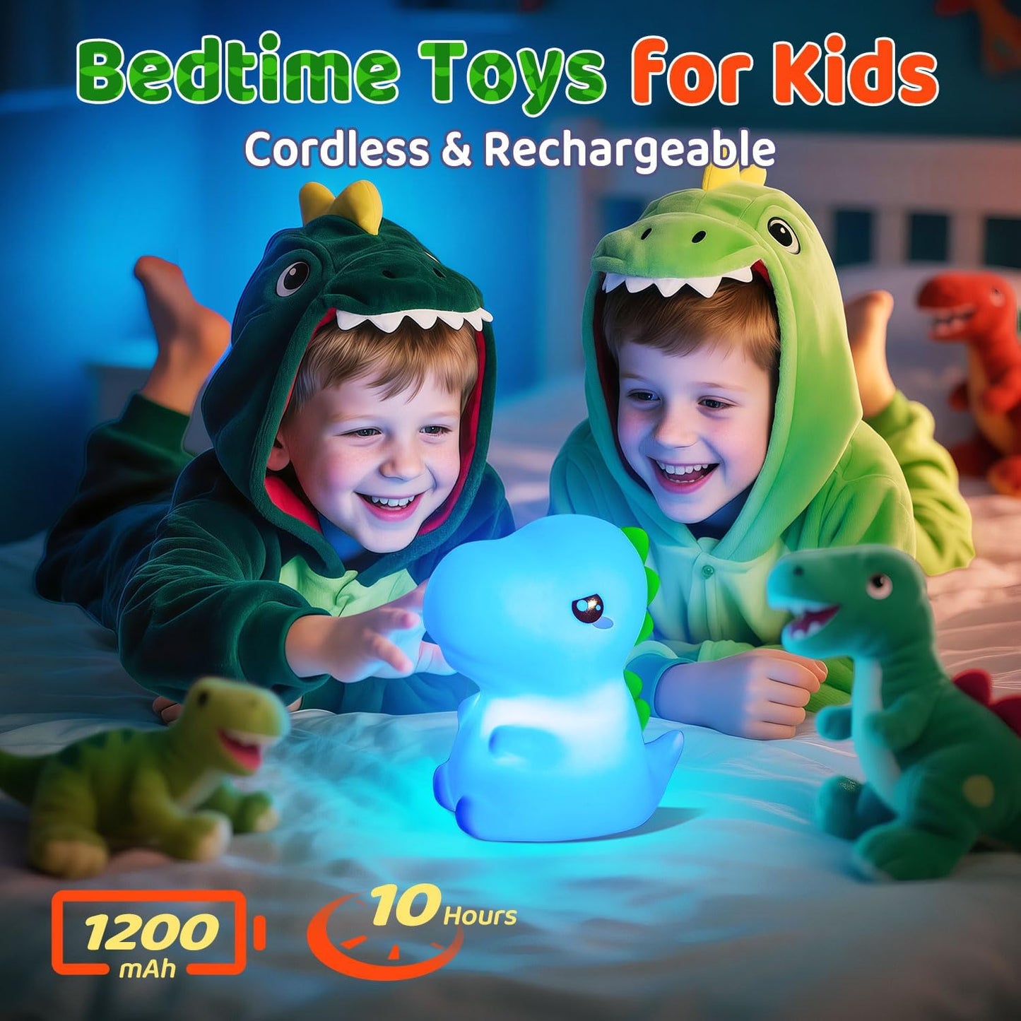 Dinosaur Toys for Kids 3-5, 16 Colors+Silicone+Dimmable+12 Hr Use Night Light for Kids Night Light, Toys for 3-8 Year Old Boy, Toddler Birthday Gift, Dinosaur Room Decor for Boys, Girls, Baby, Toddler