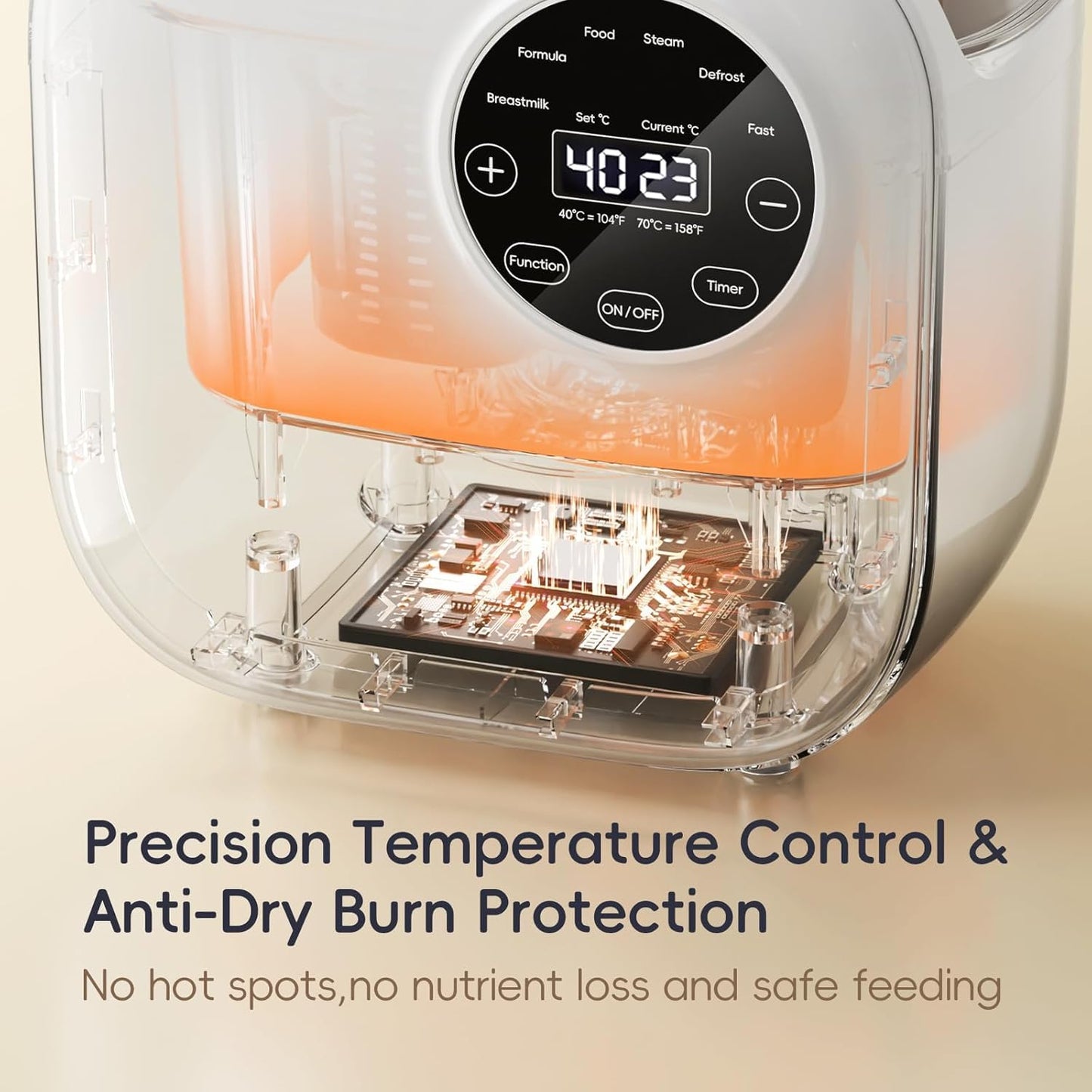 Baby Bottle Warmer, Felizbebe 10-in-1 Bottle Warmers for All Bottles, Detachable Body for Easy Cleaning, Accurate Temperature Control, Timer, Sterili-zing,Milk Warmer for Breastmilk or Formula