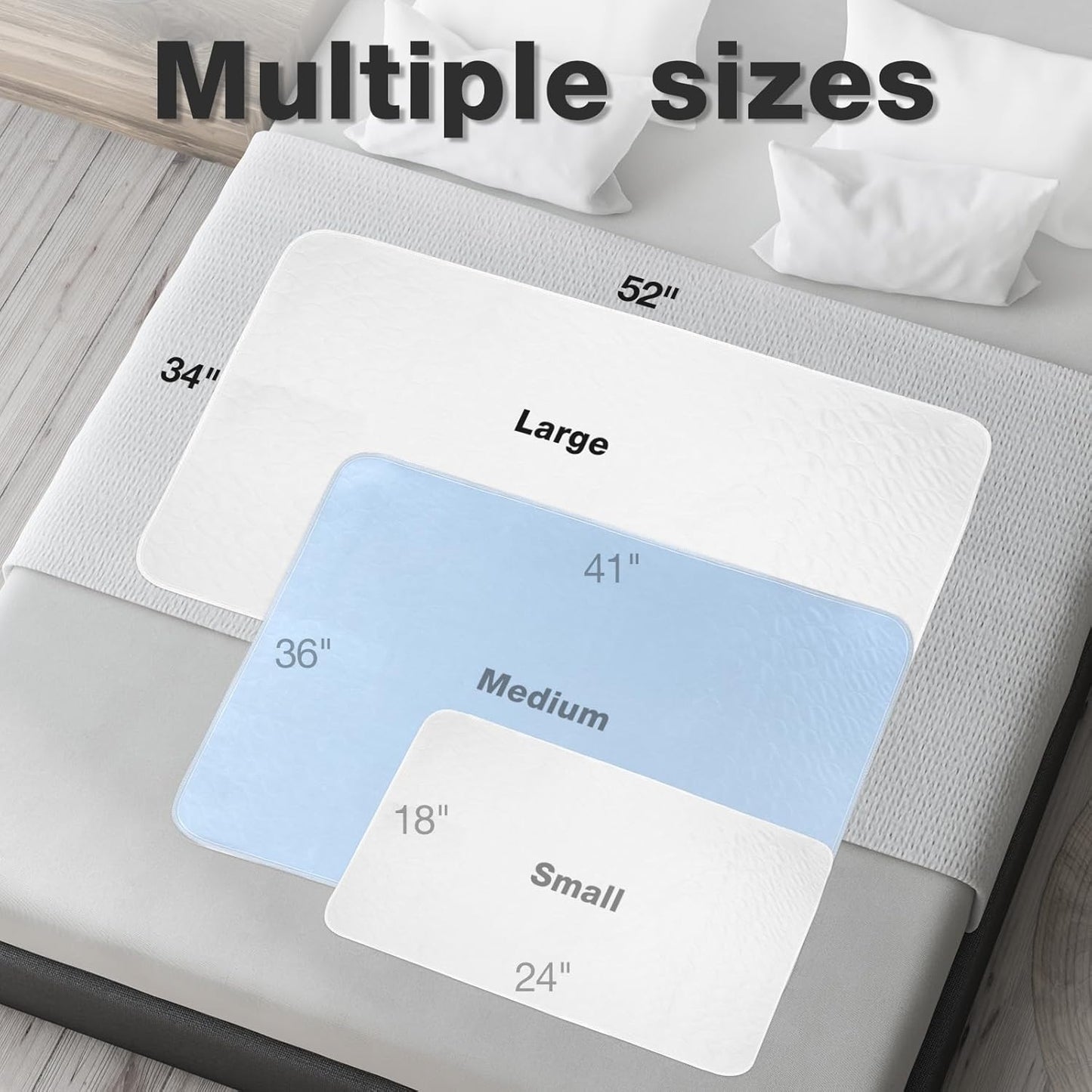 Bed Pads Washable Waterproof, 34" x 52" (2 Pack) Incontinence Bed Pads, Waterproof Bed Pad & Pee Pad, Perfect for Kids, Adults, The Elderly and Pets