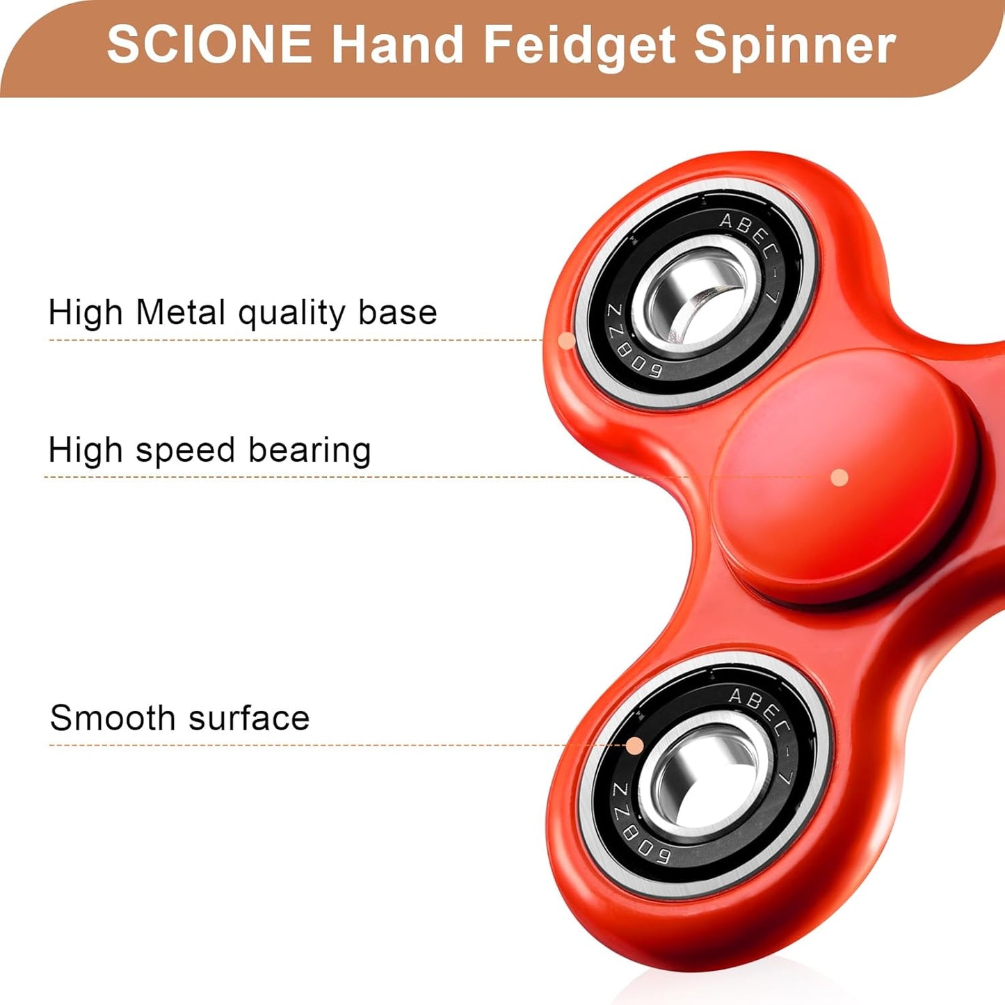 SCIONE Fidget Spinner Toy 1 Pack, Stress Anxiety Relief Sensory Fidget Toys for Kids Adults, Cool Fidget Spinners for ADHD Autism Birthday Gifts Stocking Stuffers Classroom Prizes for Boys Girls