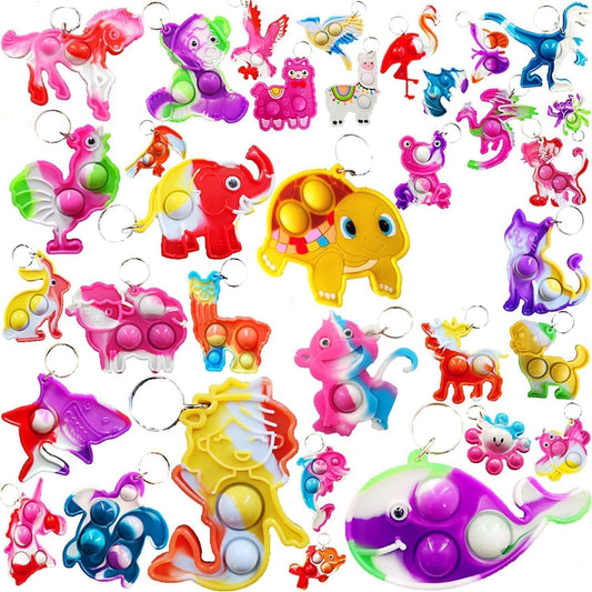 40 Packs Variety Animal Christmas Classroom Students Bulk Rainbow Bubbel Fidgets Gifts from Teach, Mini Pop Holiday Rewards Party Favors for Kids Adult