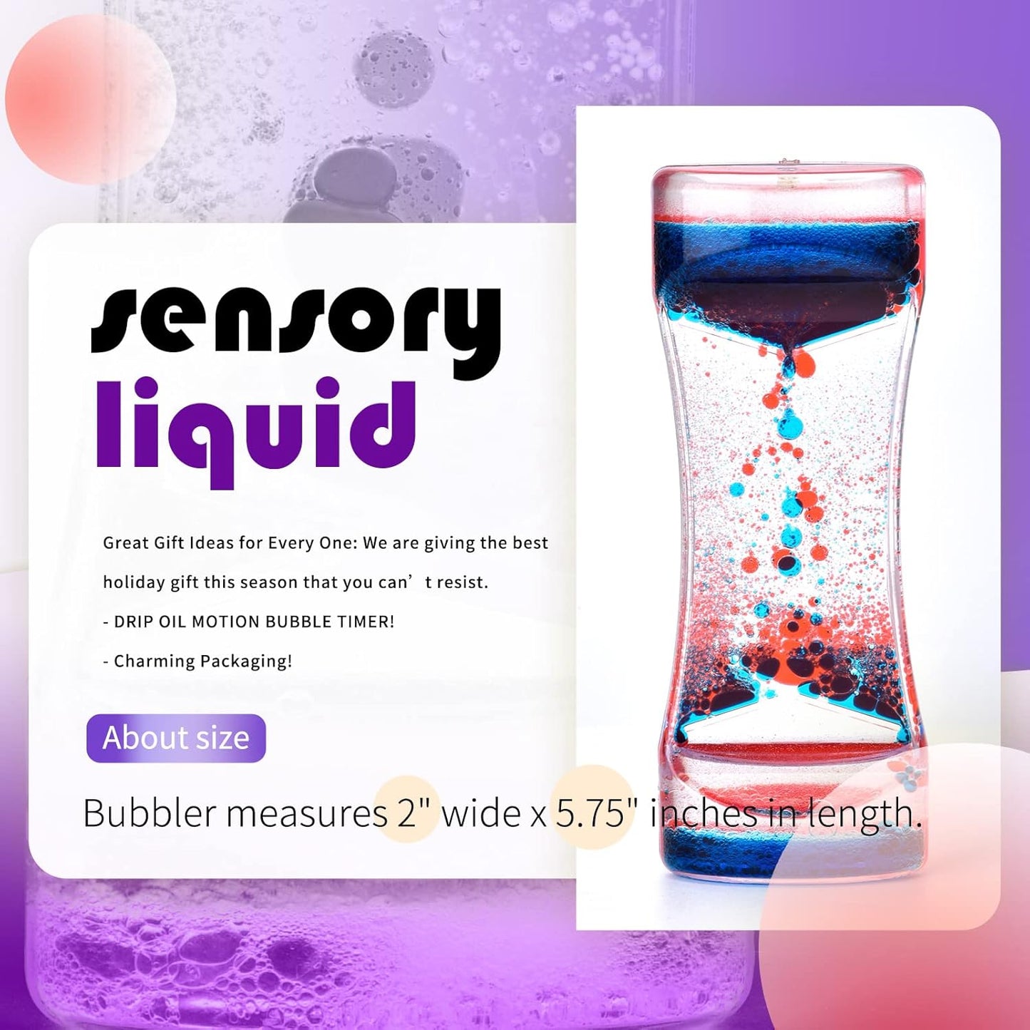 Liquid Motion Bubbler Timer Sensory Toys for Relaxation, Water Timer Fidget Toy for All Age, Motion Bubble Toy Sensory Play for Office Home (10, 10 Pack)