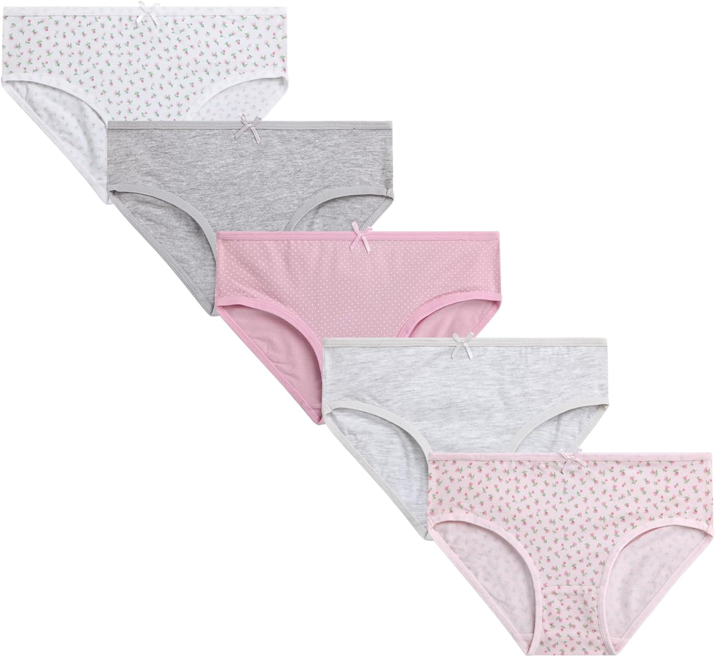 Laura Ashley Girls Underwear - 5 Pack Soft Stretch Breathable Panties for Girls - Lightweight Cotton Panties (Size: 4-12)