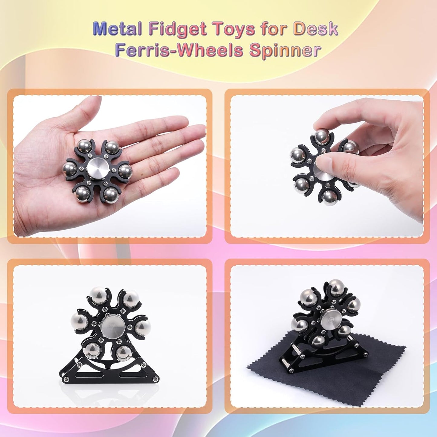 Desk-Fidget-Toys for Ferris-Wheels-Spinner: Metal Kinetic-Spinner 4mins, Cool-Gadgets for Kid Children Teen Adult EDC-Toy, ADHD Tools Cool-Stuff Stress Relief Gift for Office Home School Christmas