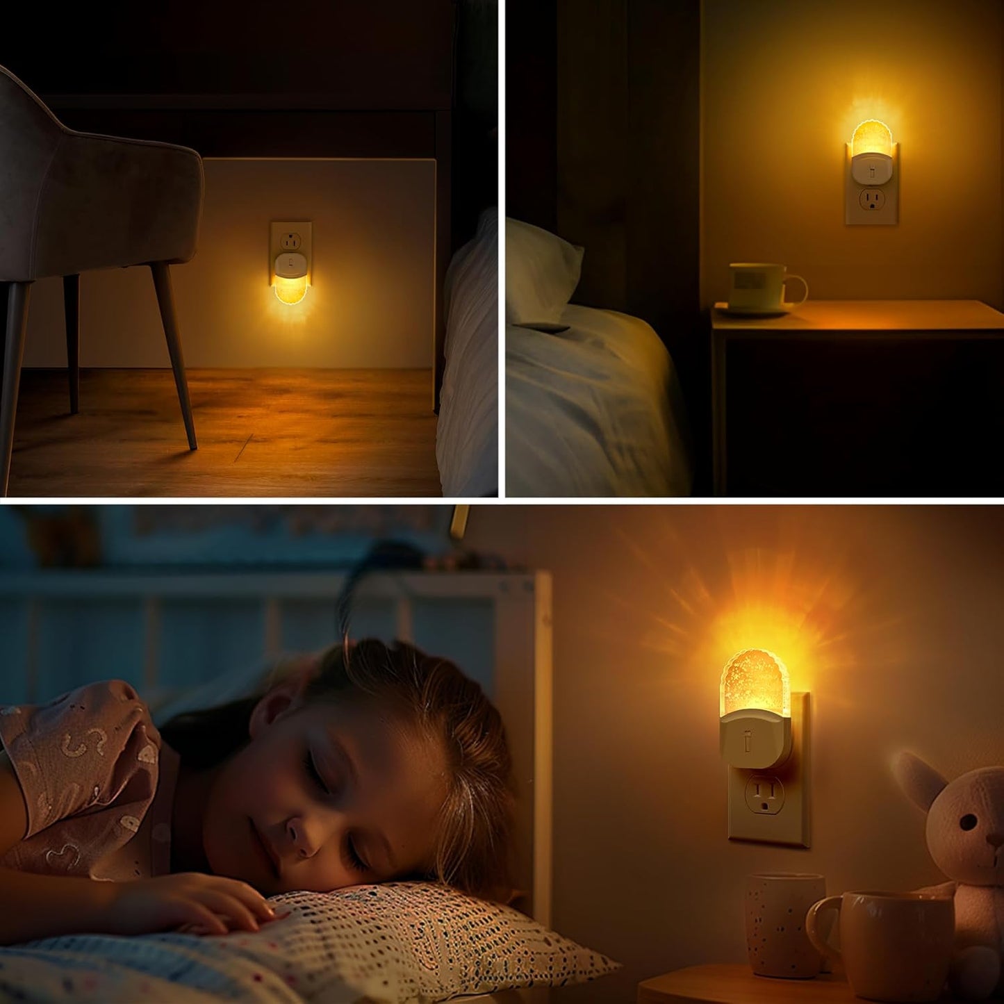 Briignite Led Night Light, Night Lights Plug into Wall, Night Light for Kids 2Pack, Amber Yellow Nightlight Plug in, Dimmable with Dusk to Dawn Sensor for Bedroom, Bathroom Stair,Hallway