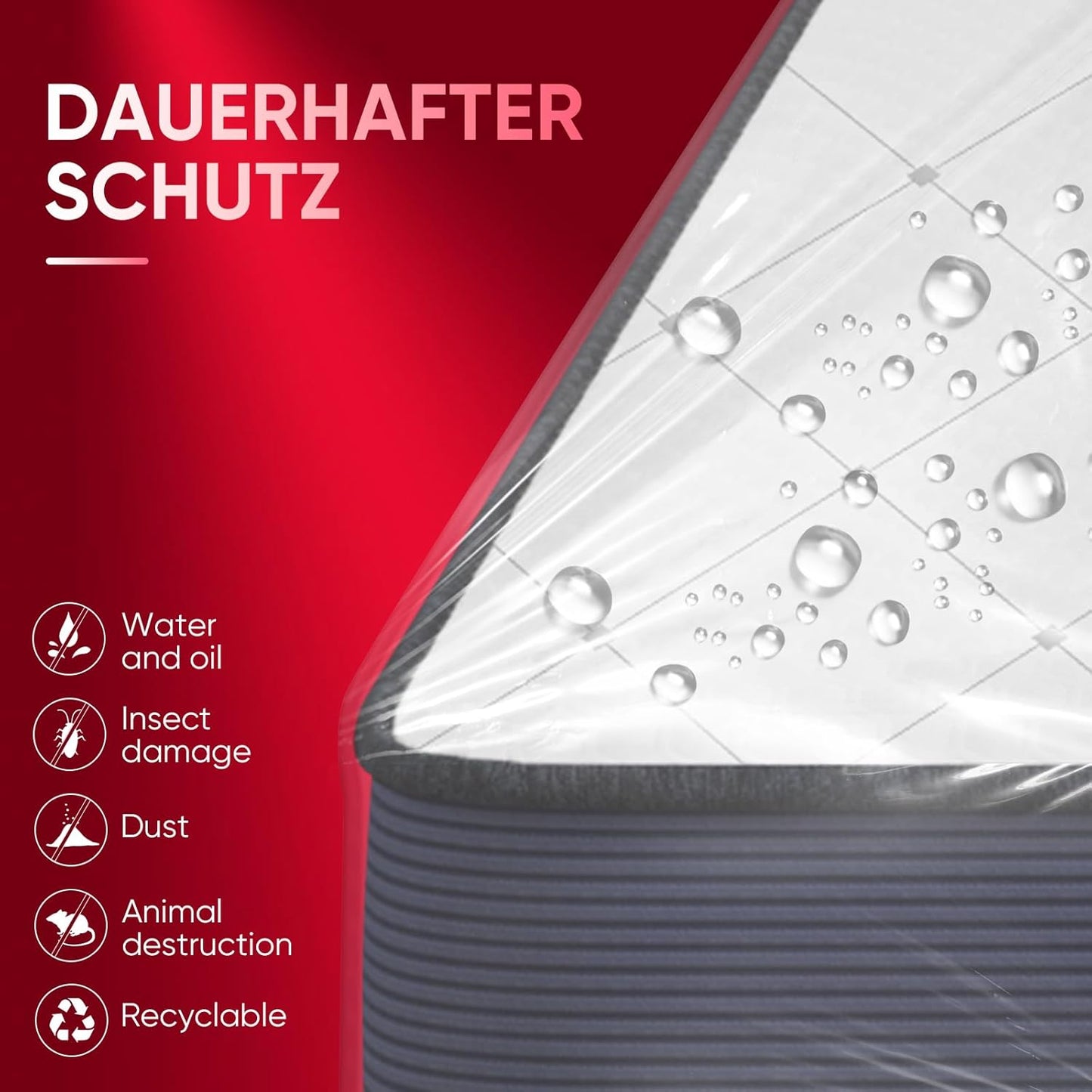 ZCHENBS® – Mattress Bags for Moving and Storage,Mattress Bag with Zippers,5 Mil Ultra-Thick Bed Bag,Waterproof,Anti-Tear,Heavy-Duty Mattress bag (Transaparent/Red, King/California King-(1 Pack）)