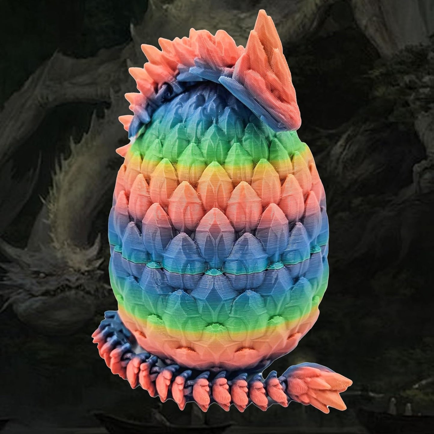 Easter Dragon Eggs 3D Printed Dragon Egg with Dragon Inside Articulated Crystal Dragon Fidget Toy Mystery Easter Suprise Home Office Decor Executive Desk Toys