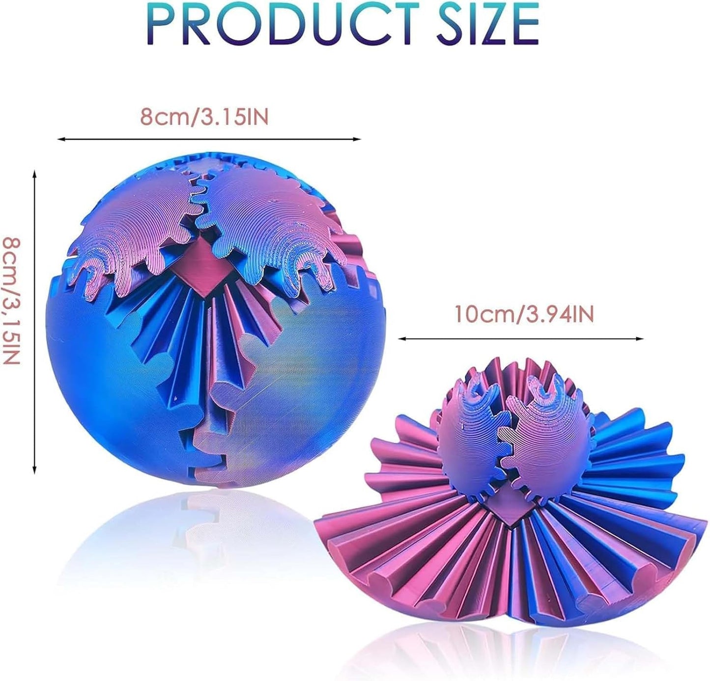Gear Ball 3D Printed Gear Ball Spin Ball OR Cube Fidget Toy, Gear Sphere, Relieves Stress Anxiety Fidget Toys for ensory Needs and Autism, Gear Ball Fidget Toy