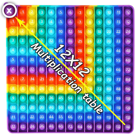 12x12 Multiplication Table Digital P0PP Math Toy, Rainbow Dimple Fingertip Toy, Multiplication Table Math Game (12x12 Right Angle Multiplication Table)