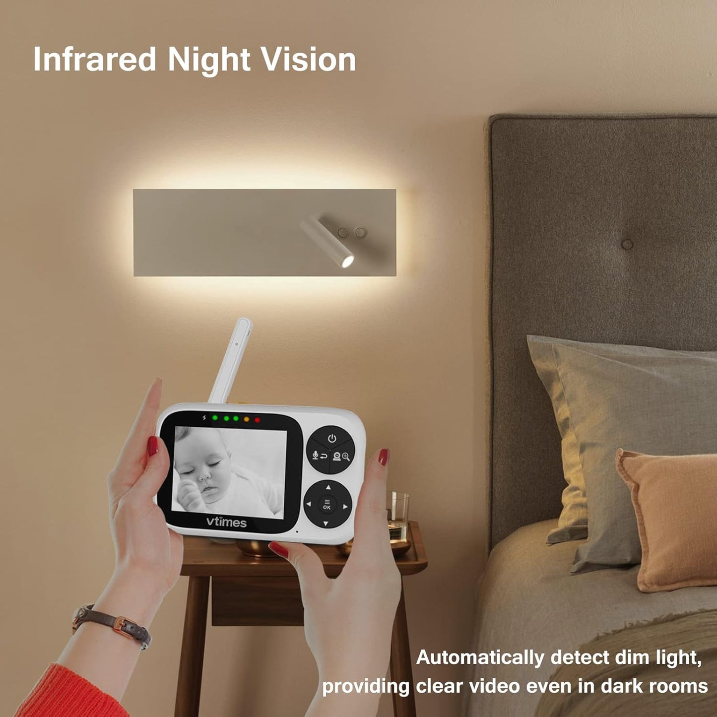 Baby Monitor with Camera and Audio, 3.2" IPS Screen Video Baby Monitor No WiFi Night Vision, Portable Baby Camera VOX Mode Pan-Tilt-Zoom Alarm and 1000ft Range, Ideal for Baby/Elderly/Pet