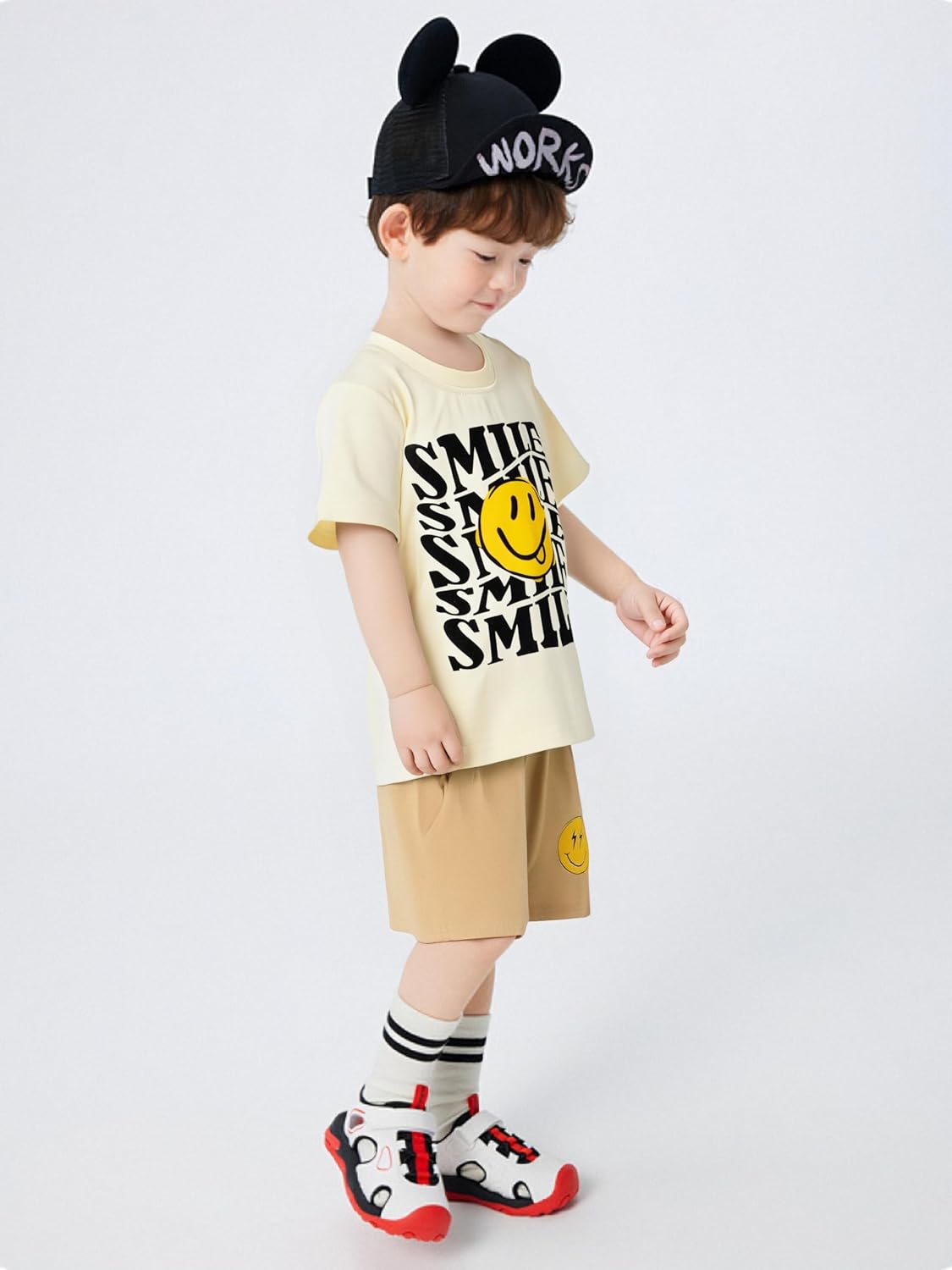 Happy Town Toddler Clothes Baby Boy Girl Smiley Face Shirt Short Sleeve T-Shirt Tee Summer Tops Outfits