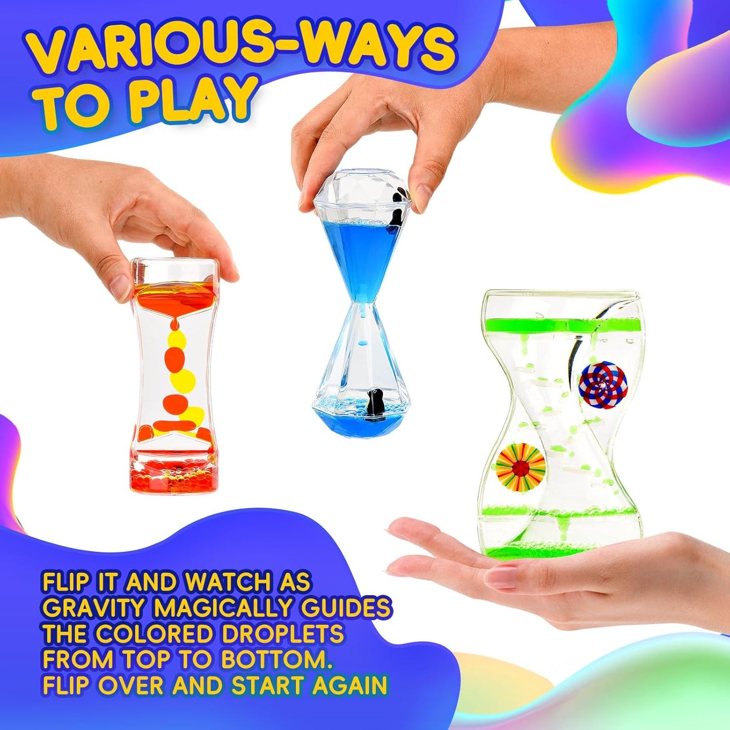 3 Types Liquid Motion Bubbler Liquid Timers for Kids Sensory Fidget Toys Small Calming Toys Autism Toy