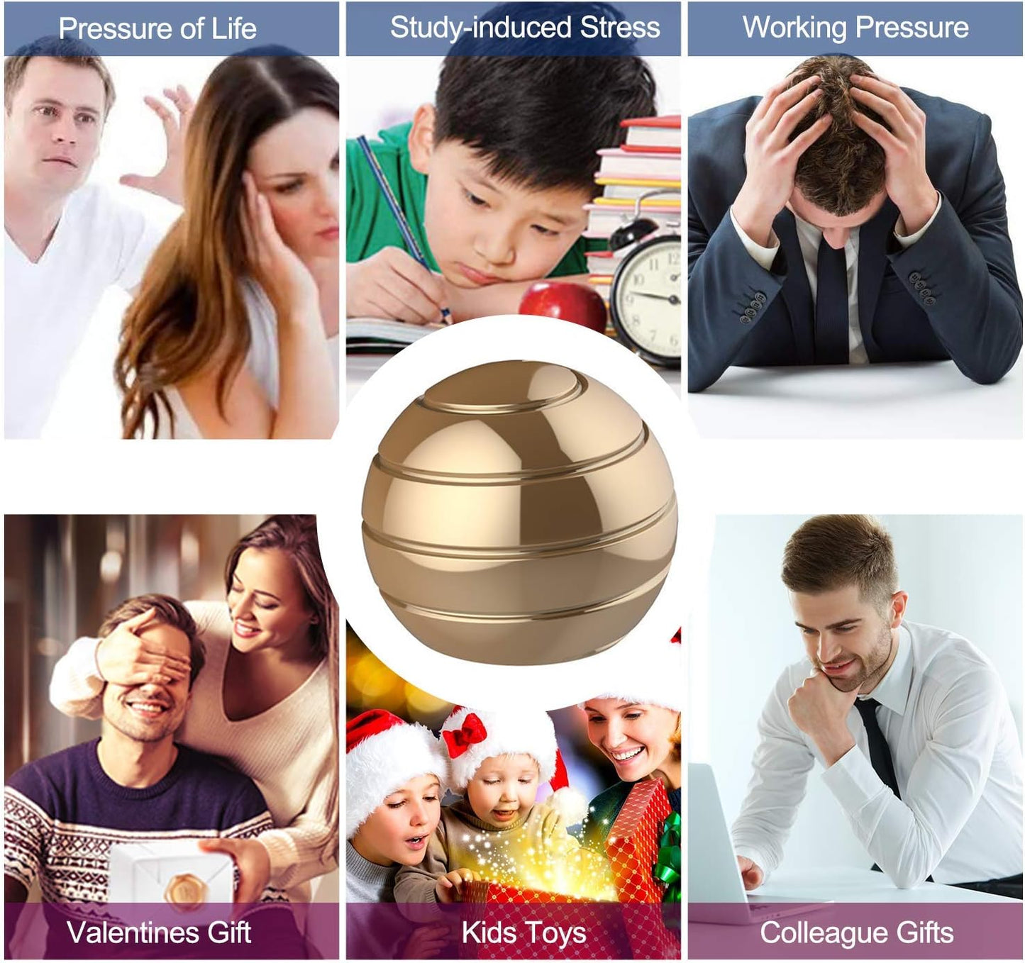 Kinetic Desk Toys,Full Body Optical Illusion Fidget Spinner Ball,Gifts for Men,Women,Kids Size 1.58"