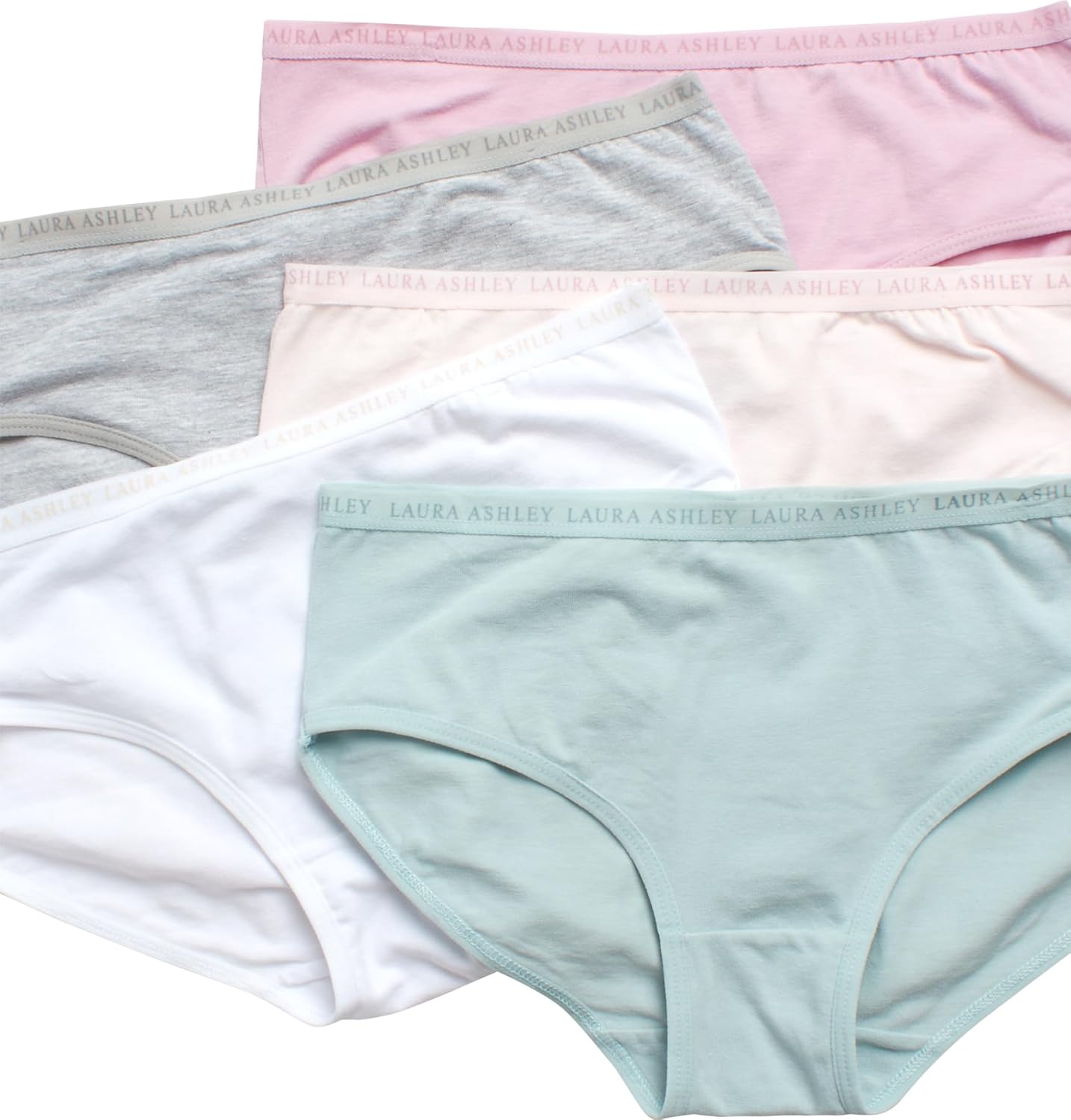 Laura Ashley Girls Underwear - 5 Pack Soft Stretch Breathable Panties for Girls - Lightweight Cotton Panties (Size: 4-12)