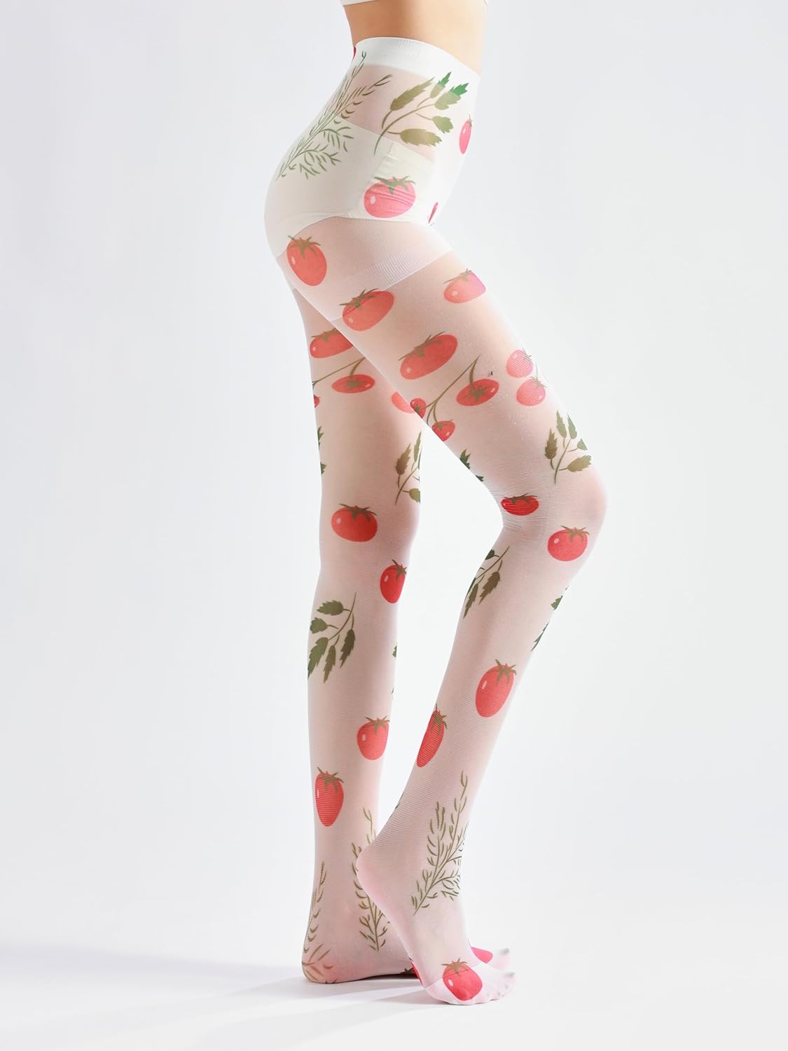 Sahabowi Women's Sheer Fashion Digital Print Fashions Stockings Metallic Silver Tights 1