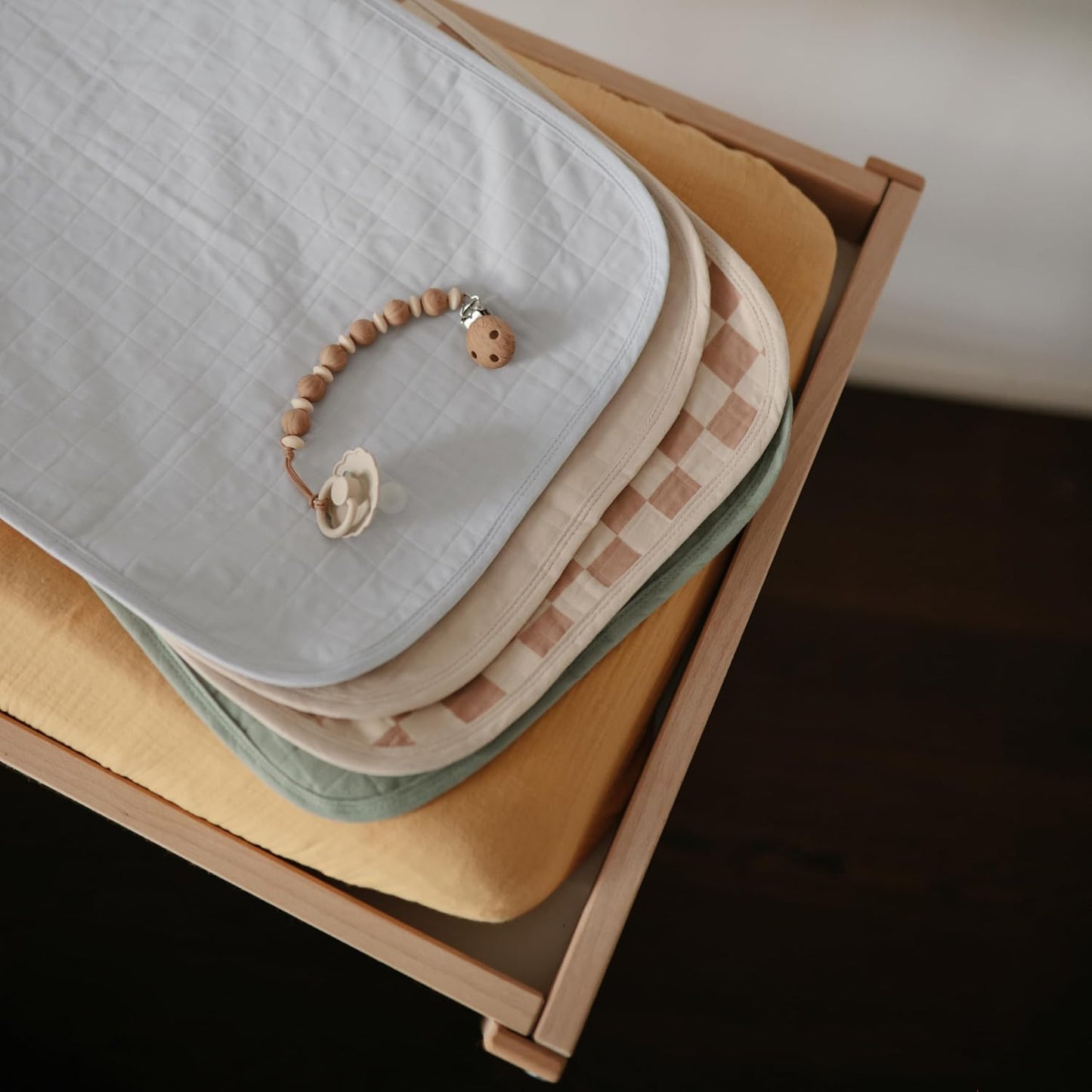 mushie Waterproof Changing Pad Liners | 100% Organic Cotton | Set of 3 (Blush Combo)