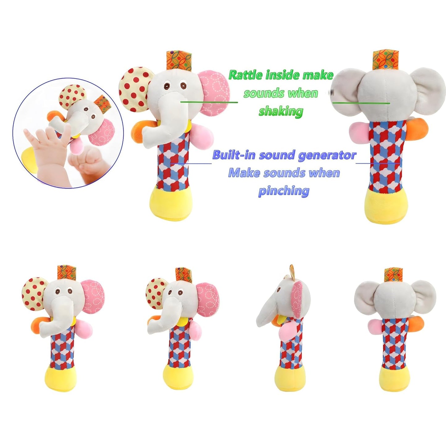 Wrist Rattles Foot Finder Rattle Toy for 3-6 Months Baby, Feet Leg Ankle Socks Arm Hand Bracelet Shaker for 6-9 Months Infant boy & Girl, Gift Set for 0-2 Years Newborn Babies (5 pcs-C)