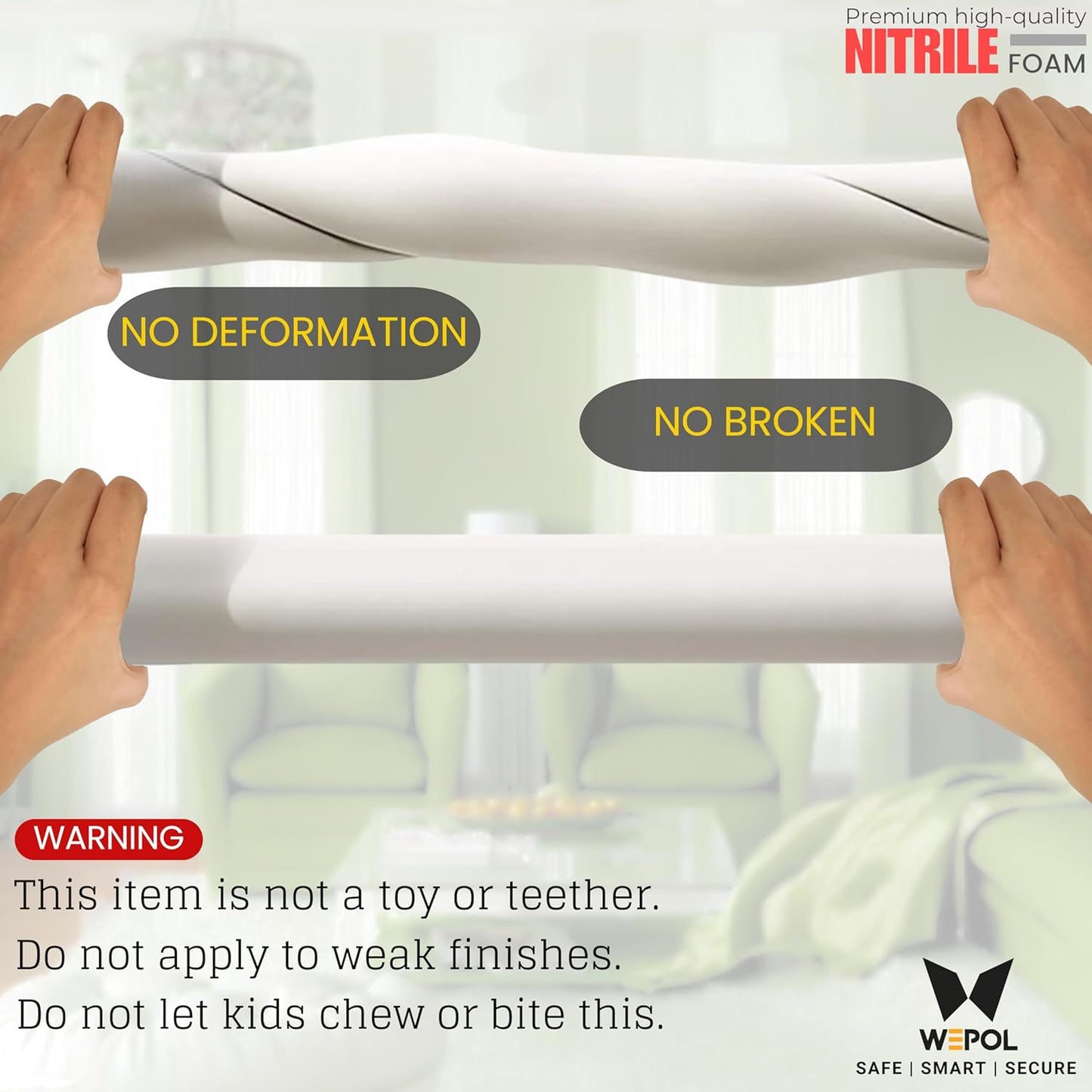 Table Edge Protector for Baby Proofing (18ft Edge+8 Corners) Baby Proof Corners and Edges Guard, Soft NBR Rubber Foam 3M Adhesive, Furniture Corner & Edge Safety Bumpers for Table & Fireplace-White