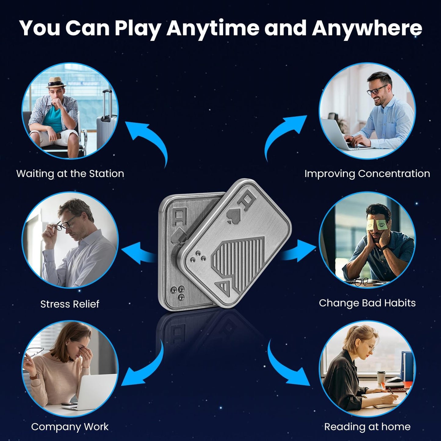 Metal Fidget Toys, Magnetic Fidget Slider for Adults, EDC Poker Push Card ,Relieve Stress ADHD & Anxiety, Break Bad Habits, Cool Gadget Office Desk Toy, Gift for Boyfriend, Husband and Father