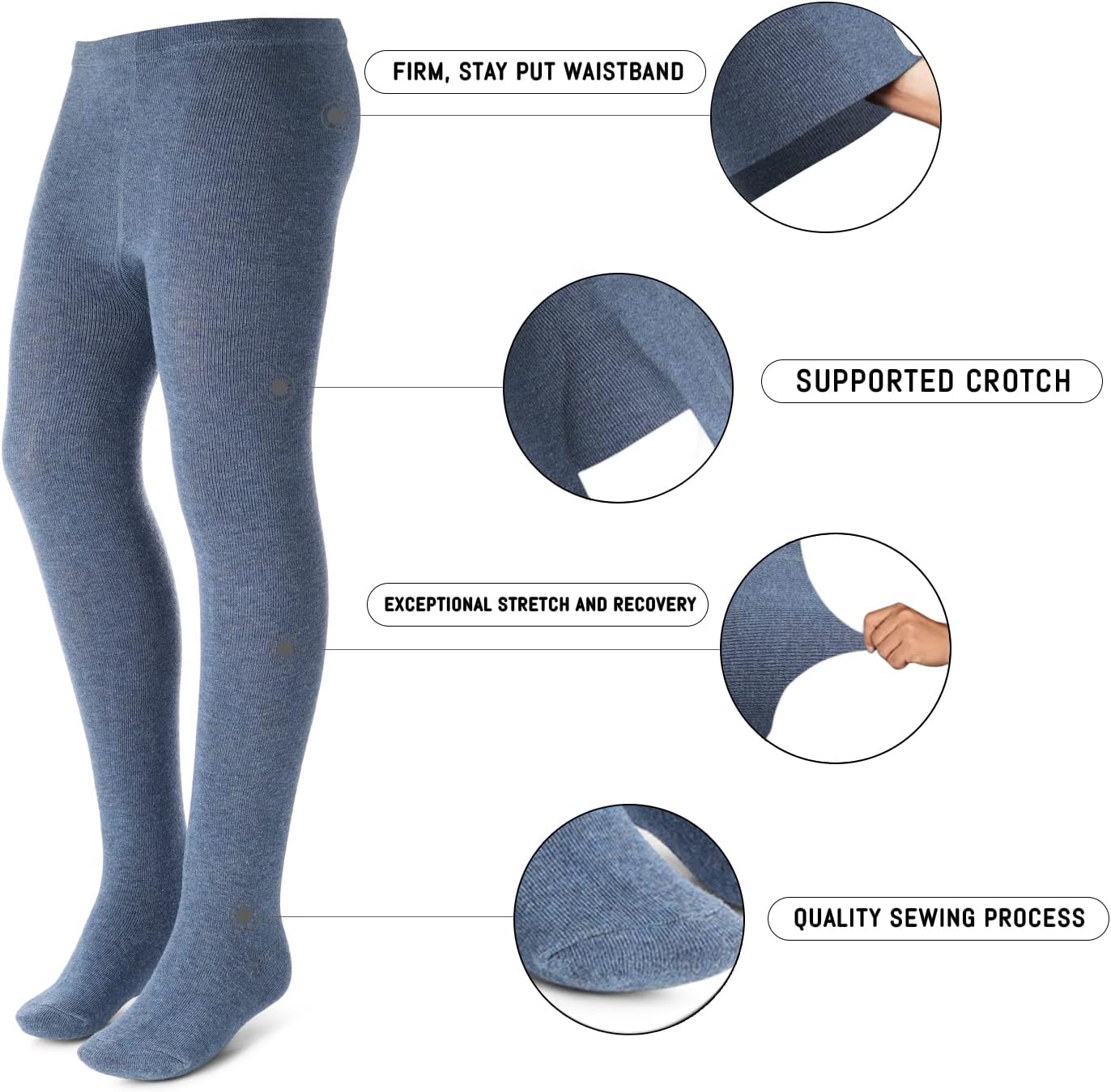 Kids, Girls thin Ribbed Cotton tights, Comfy, Soft Flat Tights Made from Breathable cotton| Great Tights For Uniform,