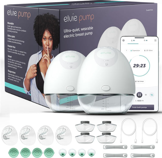 Elvie - Double, Wearable Breast Pump w/App - The Smallest & Quietest - Portable - Hands Free & Discreet - Automated with Four Personalized Settings
