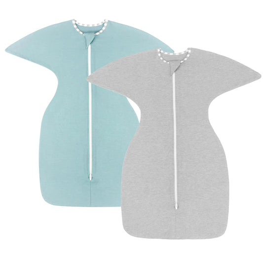 PuppyPaws Baby Sleep Sack 2-Pack Set, Transitional Swaddle, Sleep Sack 3-6 Months, Wearable Blanket Baby with 2-Way Zipper Summer, 95% Rayon derived from Bamboo, 5% Spandex