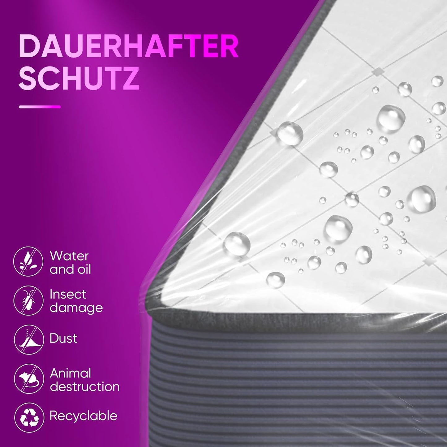 ZCHENBS® – Mattress Bags for Moving and Storage,Mattress Bag with Zippers,5 Mil Ultra-Thick Bed Bag,Waterproof,Anti-Tear,Heavy-Duty Mattress bag (Tansparent/Purple, Queen-(1 Pack))