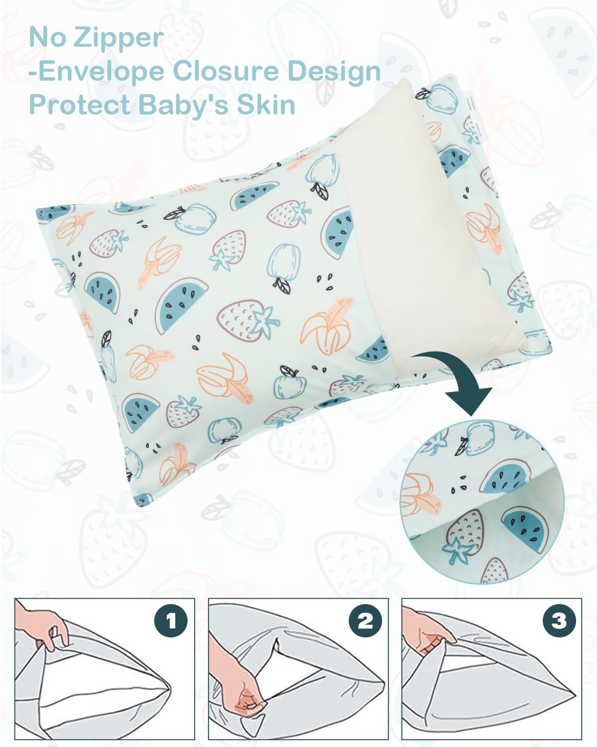 ALVABABY Toddler Pillowcases Stretchy Soft Kids Pillow Cover 2 Pack Fit 13"x 18" or 12"x16" Envelope for Girl Boy Sleepy Travel 2TPE33A