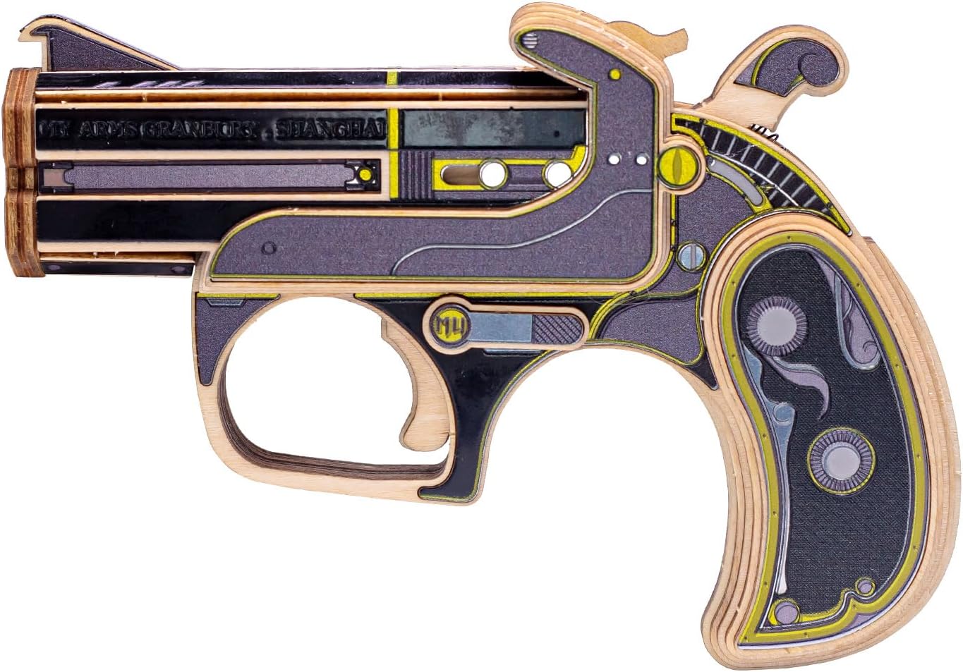 MU Wooden Puzzle for Adult Toy Gun Derringer-Obsidian Knight Defender Puzzles Building, AK47 Revolver Rubber Band Pistol Toys Desert Eagle 3D Metal Model Kits, DIY Kits Xmas Birthday Gifts Desk Decor