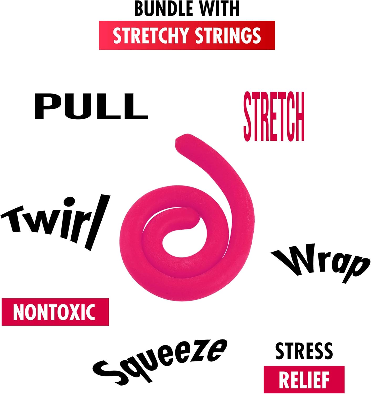 Liquid Motion Bubbler Sensory Toys – 2 Pc Set Bundle Stretchy String Fidget Toys Timer for Stress Relief and Anxiety Relief, Water Oil Toy for Hyperactivity Relaxation figit Fuchsia