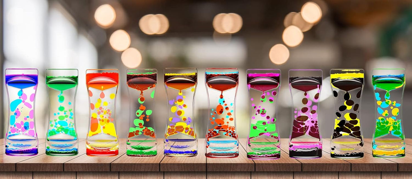 Red Blue Liquid Motion Bubbler Timer Set of 1 for Sensory Toys, Fidget Liquid Timer for Kids Adults, Autism Toys, Relaxing Activity, Oil Water Home Office Desk Toys, Stocking Filler Gift