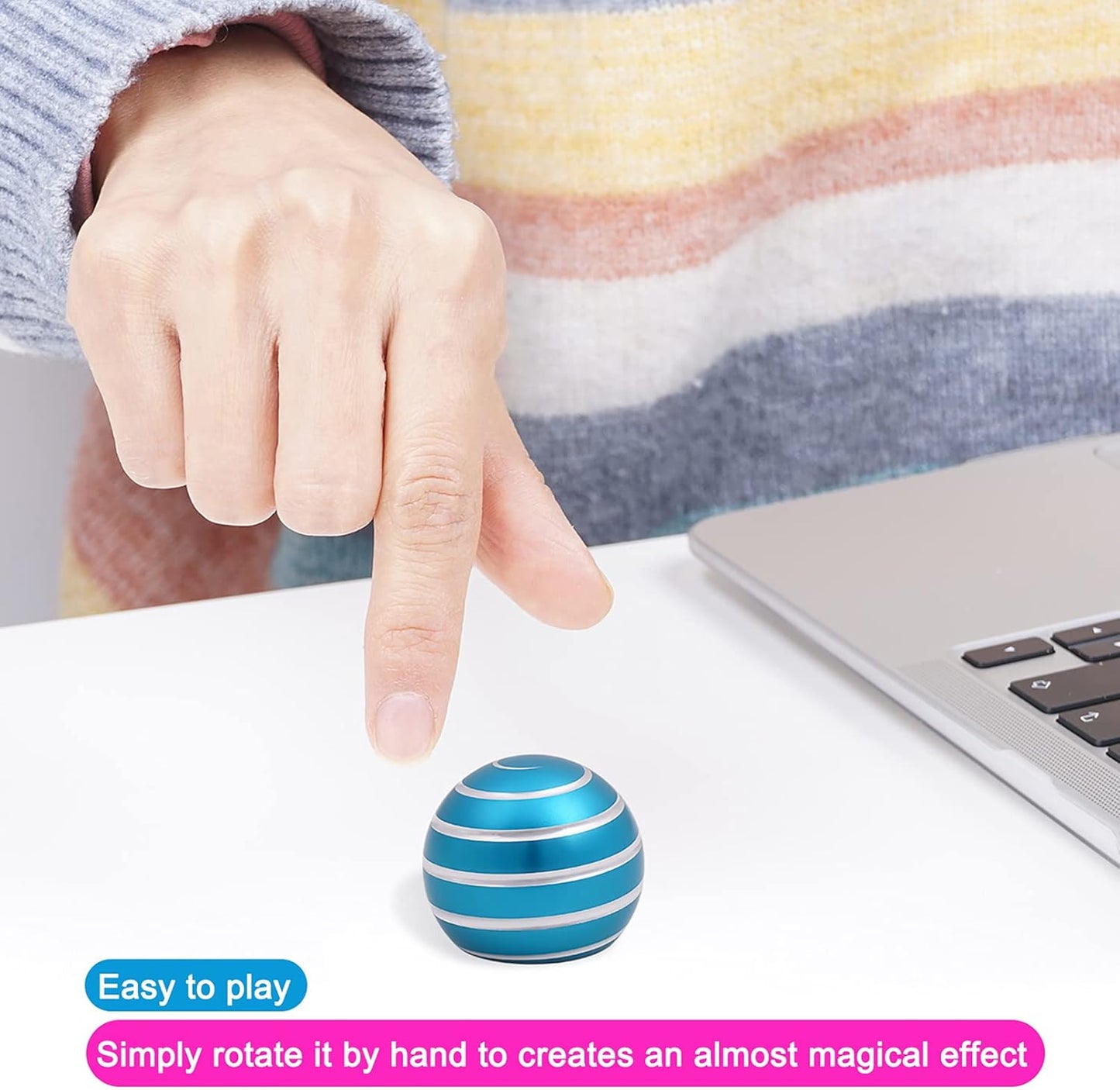 Desk-Fidget-Toys for Kinetic-Toy: Cool-Gadgets Cool-Stuff for Adults Kids Teens, Spinning Up to 180 Seconds, Stress Relief Toy for Christmas Optical-Illusion Gift for Office School Home Women Men