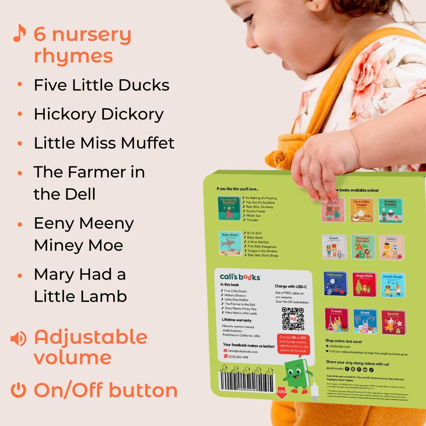 Cali's Books Five Little Ducks Nursery Rhymes Book for Toddlers | Sound Books for Toddlers 1-3 | Musical Book with Sound Button and 6 Songs
