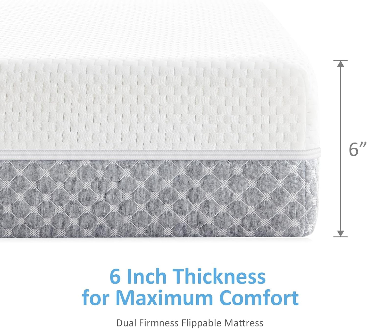 Crib Mattress, Dual Sided Comfort Memory Foam Toddler Bed Mattress, Triple-Layer Breathable Premium Baby Mattress for Infant and Toddler w/Removable Outer Cover - White&Grey