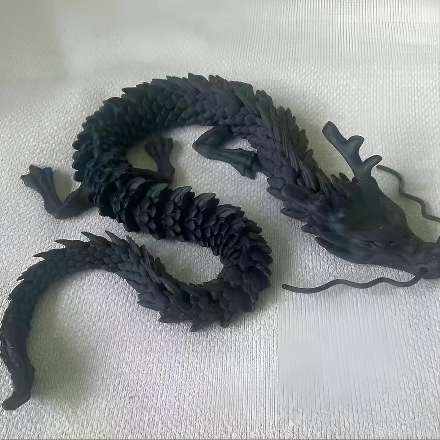 3D Printed Dragon Fidget Toy, 18in Surprise Mystery Dragon, Crystal Dragon Fidget Toy, Articulated Pye Dragon Fish/Display Cabinet/Home/Office Desktop Decor(Matte Black)