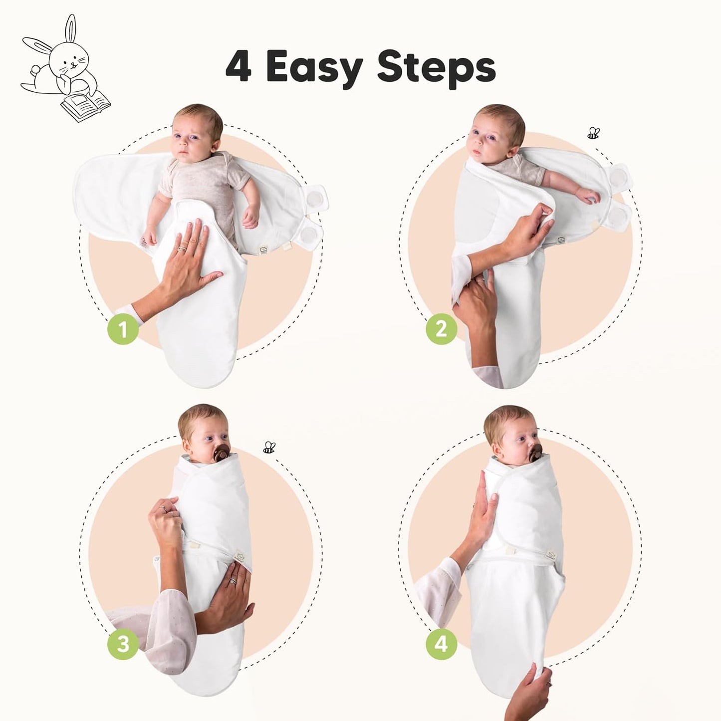 3-Pack Organic Baby Swaddle Sleep Sacks - Swaddles for Newborns, Infant 3-6 Months, Baby Girls, Boys, Soft & Snug Newborn Sleep Sack, Nursery Swaddling Blankets (Cloud, L)