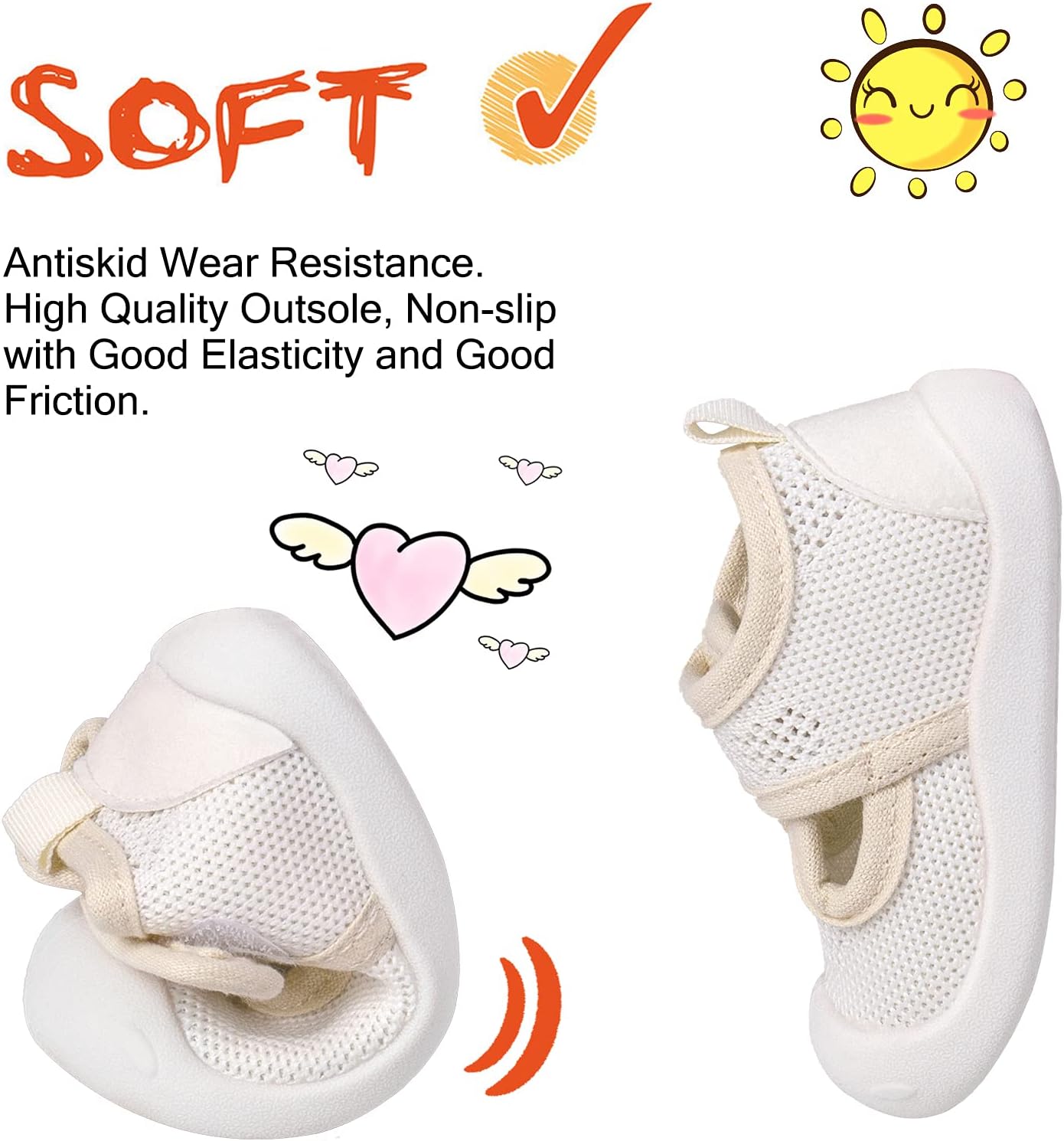 Baby First-Walking Shoes 1-4 Years Kid Shoes Trainers Toddler Infant Boys Girls Soft Sole Non Slip Cotton Canvas Mesh Breathable Lightweight TPR Material Slip-on Sneakers Outdoor